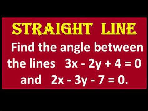Find the angle between the two lines `2x = 3y = .